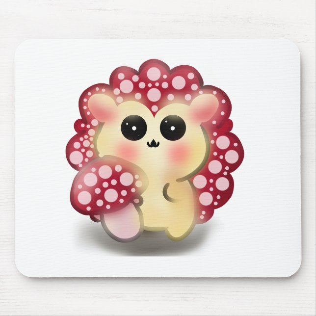 Söt Kawaii Röd Svamp Igelkott Svamp Konst Musmatta (Framsidan)
