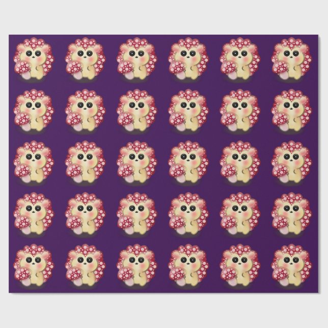 Söt Kawaii Röd Svamp Igelkott Svamp Konst Presentpapper (Platt)