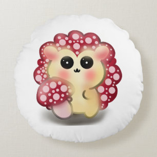 Söt Kawaii Röd Svamp Igelkott Svamp Konst Rund Kudde