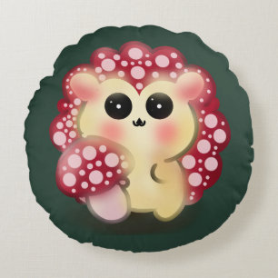 Söt Kawaii Röd Svamp Igelkott Svamp Konst Rund Kudde