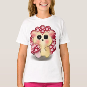 Söt Kawaii Röd Svamp Igelkott Svamp Konst T Shirt