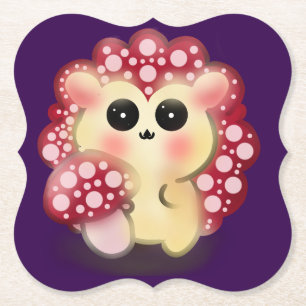 Söt Kawaii Röd Svamp Igelkott Svamp Konst Underlägg Papper