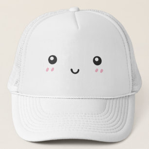 Söt Kawaii Rödfärgad Glad Ansikte Minimalist Truck Keps