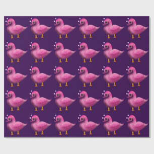 Söt Kawaii Rosa Anka & Hjärtan Nursery Art Presentpapper