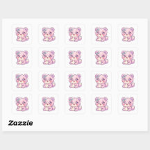 Söt Kawaii Rosa Björn Pastell Chibi Katt Hjärta St