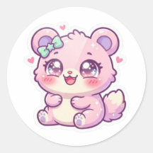 Söt Kawaii Rosa Björn Pastell Chibi Katt Hjärta St