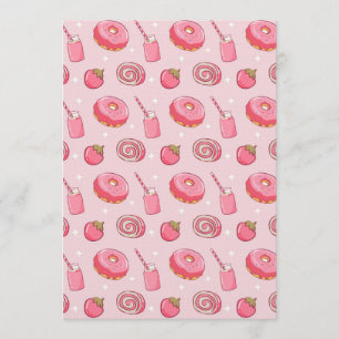 Söt Kawaii Rosa Estetisk Mat Sömlös Mönster Inbjudningar