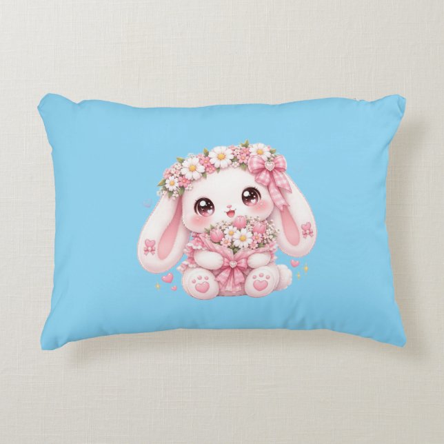 Söt Kawaii Rosa Karaktär – Dröm Kärlek Lys Prydnadskudde (Framsidan)