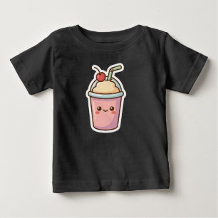 Söt Kawaii Rosa Milkshake Klistermärke Design - Ad T Shirt
