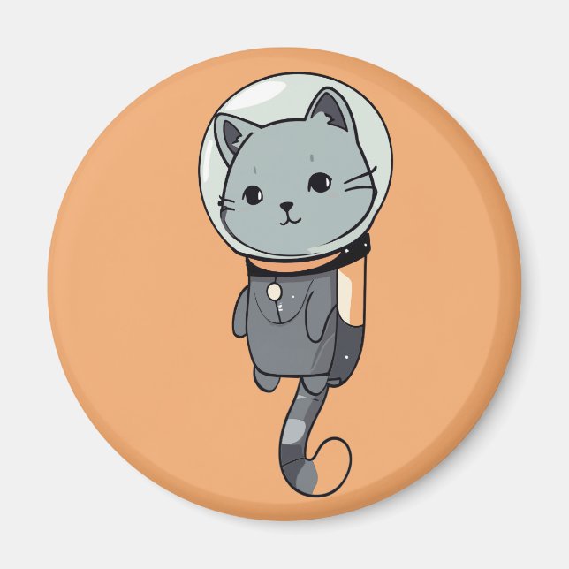 Söt Kawaii Rymdkatunge Magnet (Framsidan)