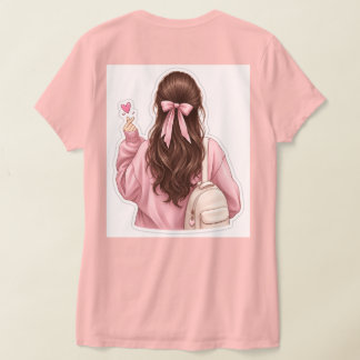 Söt Kawaii Selfie Tjej Klistermärke T-Shirt Design