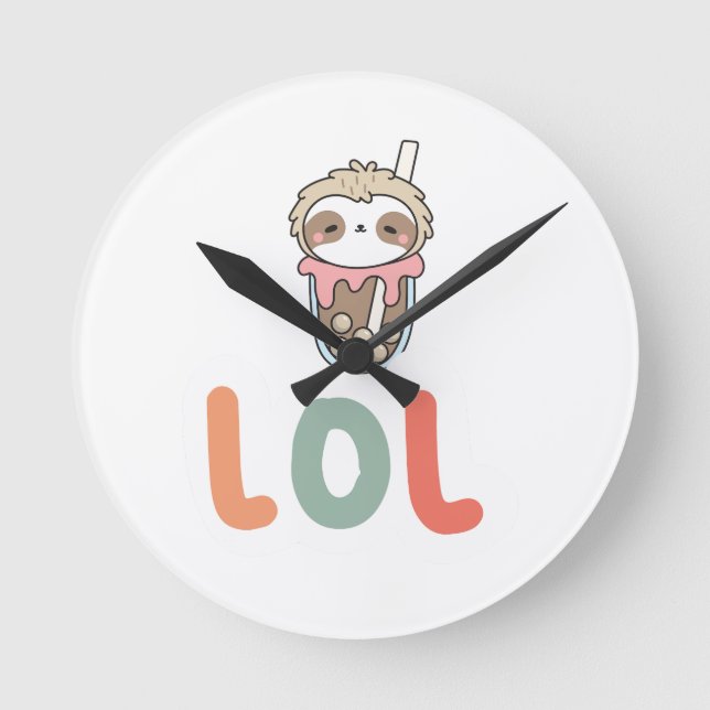 Söt Kawaii Sengubbe Bubble Tea LOL Rund Klocka (Framsida)