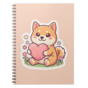 Söt Kawaii Shiba Inu Hund Hjärtformad Spiral Antec Anteckningsbok