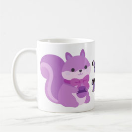 Söt Kawaii Sittande Lavendel Ekorre Mugg