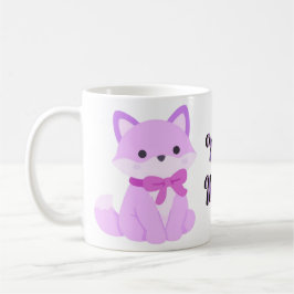Söt Kawaii Sittande Lavendelräv Lila Båg Mugg
