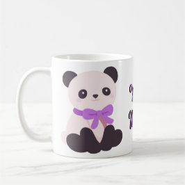 Söt Kawaii Sittande Panda Björn Lila Båge Mugg