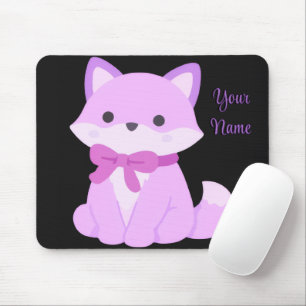 Söt Kawaii Sittande Räv Lila Båge Anpassad Musmatt Musmatta