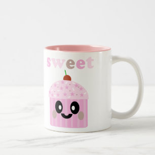 SÖT KAWAII SKÅL ROSA FÖR CUPCAKE Två-Tonad MUGG