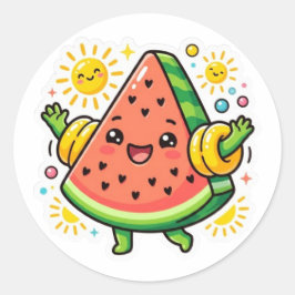 Söt Kawaii Skiva Av Vattenmelon Uppblåsbar Armdeka Runt Klistermärke