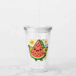 Söt Kawaii Skiva Av Vattenmelon Uppblåsbar Armdeka Take Away Mugg