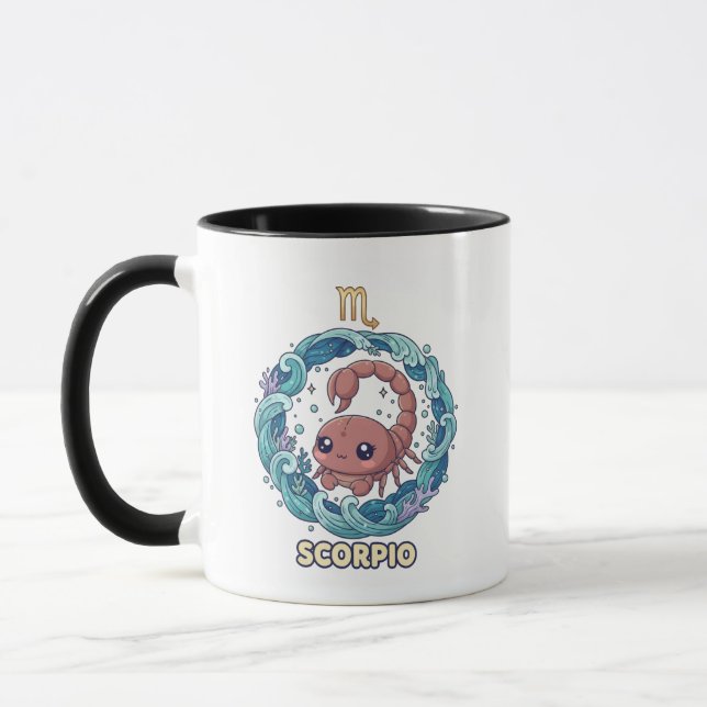 Söt Kawaii Skorpion Zodiak-tecken Mugg (Vänster)
