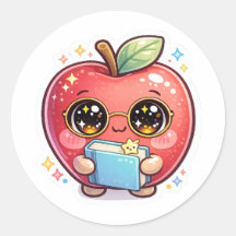 Söt Kawaii Smart Apple med Glasögon som Håller i B