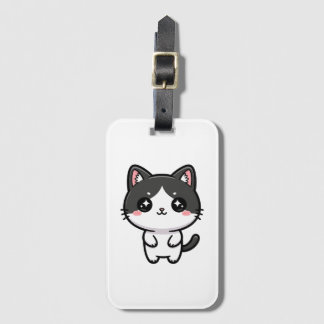 Söt Kawaii Smokingkatt Stående Karaktär Bagagebricka