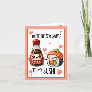 Söt Kawaii Sojasås och Sushi Tack Kort