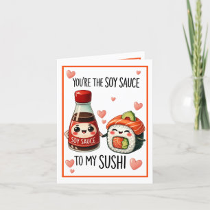 Söt Kawaii Sojasås och Sushi Tack Kort
