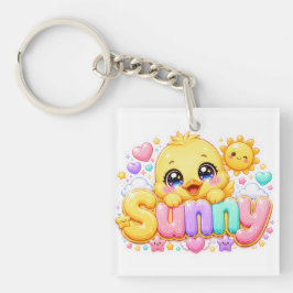 Söt Kawaii Solig Kyckling Namn Pastell Rosa Glittr