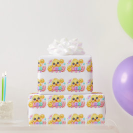 Söt Kawaii Solig Kyckling Namn Pastell Rosa Glittr Presentpapper