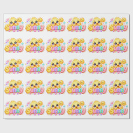 Söt Kawaii Solig Kyckling Namn Pastell Rosa Glittr Presentpapper