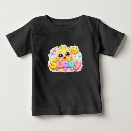 Söt Kawaii Solig Kyckling Namn Pastell Rosa Glittr T Shirt