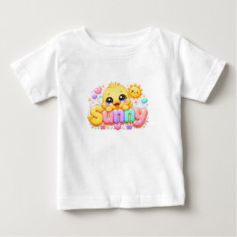 Söt Kawaii Solig Kyckling Namn Pastell Rosa Glittr T Shirt