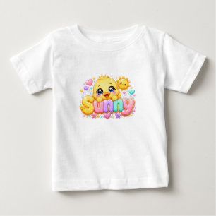 Söt Kawaii Solig Kyckling Namn Pastell Rosa Glittr T Shirt
