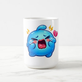 Söt Kawaii Sorglig Blå Slemma som Gråter med Brute Kaffemugg