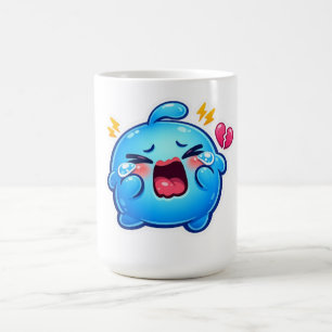 Söt Kawaii Sorglig Blå Slemma som Gråter med Brute Kaffemugg