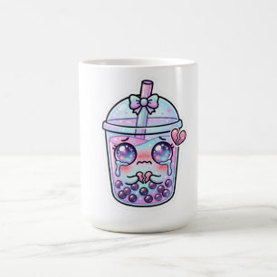 Söt Kawaii Sorglig Boba Milk Tea som gråter med br Kaffemugg