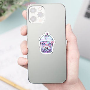 Söt Kawaii Sorglig Boba Milk Tea som gråter med br Klistermärken