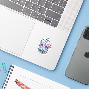 Söt Kawaii Sorglig Boba Milk Tea som gråter med br Klistermärken