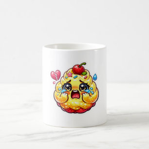 Söt Kawaii Sorglig Cupcake som Gråter med Trasig K Kaffemugg