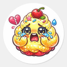 Söt Kawaii Sorglig Cupcake som Gråter med Trasig K
