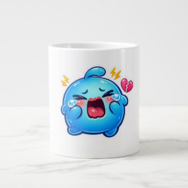 Söt Kawaii Sorgsen Blå Slemma som Gråter med Brutn Jumbo Mugg