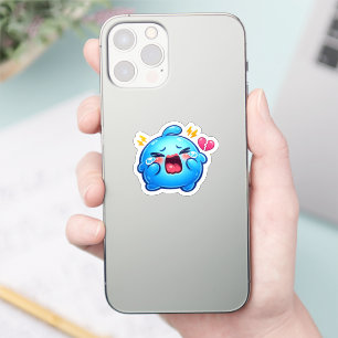Söt Kawaii Sorgsen Blå Slemma som Gråter med Trasi Klistermärken