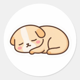 Söt Kawaii Sovande Valp Mysig Pastell Hund Tecknad Runt Klistermärke