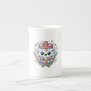 Söt Kawaii Spargris Välgörenhetsburk Hjärta Mynt K Benporslin Mugg