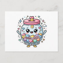 Söt Kawaii Spargris Välgörenhetsburk HjärtcoSticke