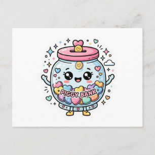 Söt Kawaii Spargris Välgörenhetsburk HjärtcoSticke Meddelande Vykort