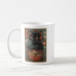 Söt Kawaii Spelande Katt Rolig Ramen Retro Japansk Kaffemugg