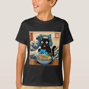Söt Kawaii Spelarkatt Rolig Ramen Japansk Katt Spe T Shirt